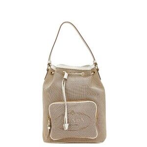 Prada handbag Beige Pink Tan white canvas leather